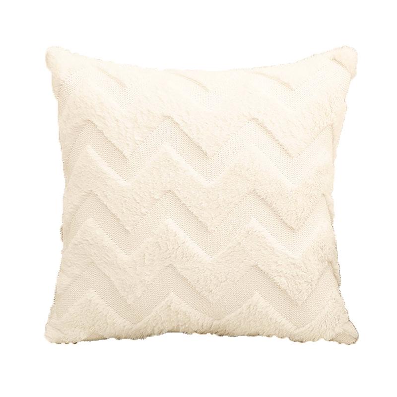 Solid Color Geometric Embroidered Plush Sofa Pillowcase