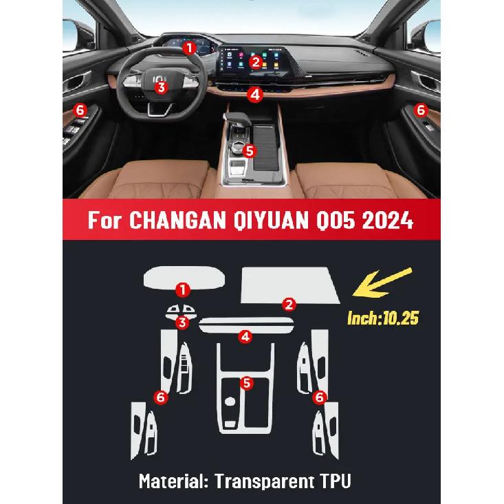 Anti-scratch Car Interior Center Console Media Dashboard Navigation TPU Protector Film For CHANGAN QIYUAN Q05 2024 Accessories