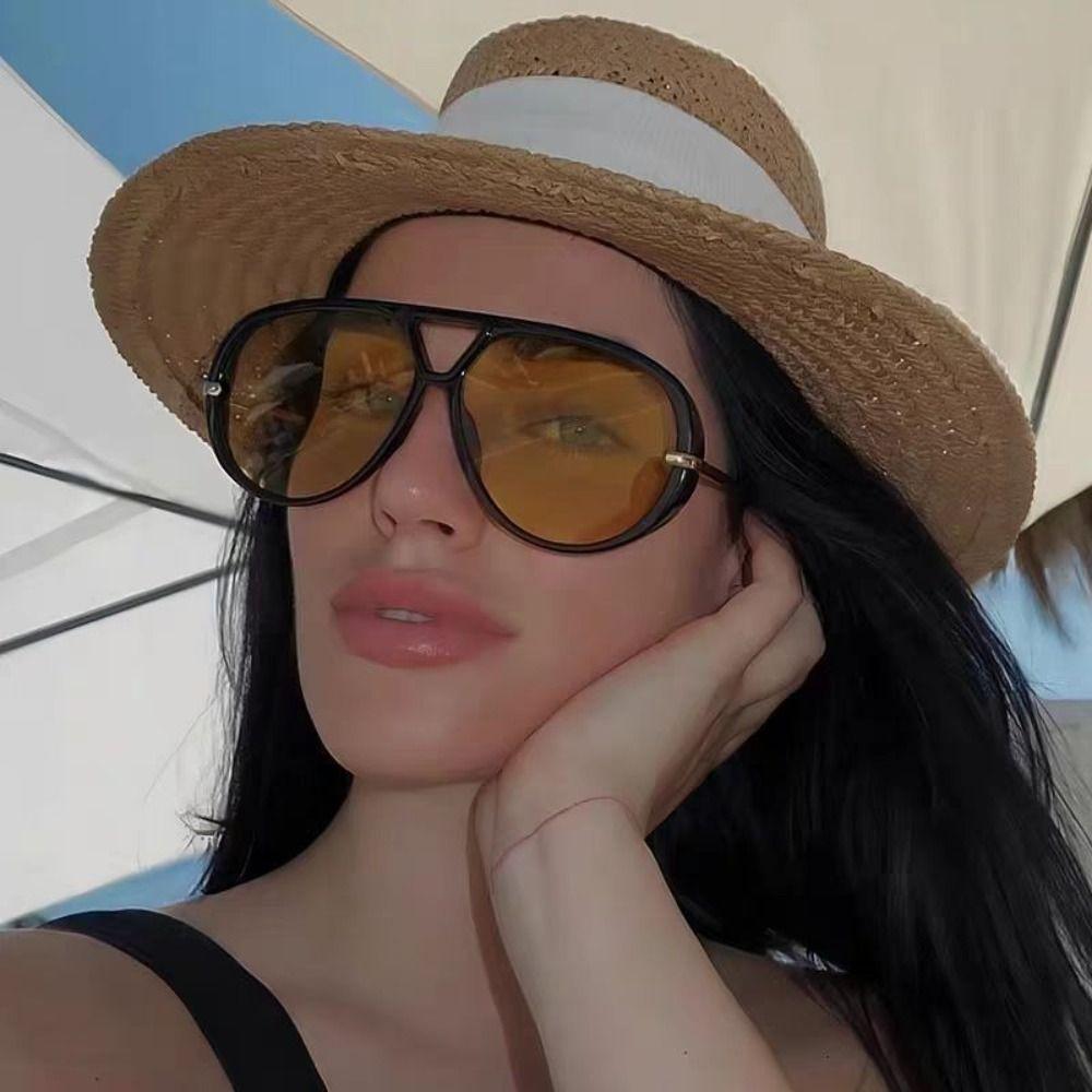 Double Bridge Retro Men Sun Glasses Anti-UV Shades Eyeglasses Women  Round  Sunglasses  Streetwear