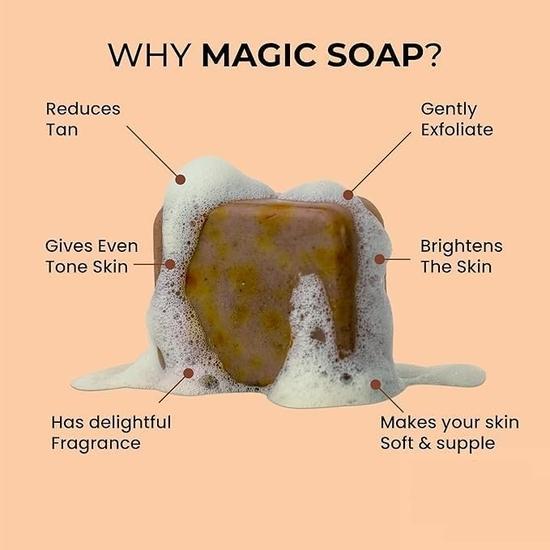 Ghar Ka Seife Sandelholz & Safran Magische Seifen für das Bad (300 g Packung mit 3 Stück) | Parabenfrei | Hautaufhellende Seife für Männer & Frauen