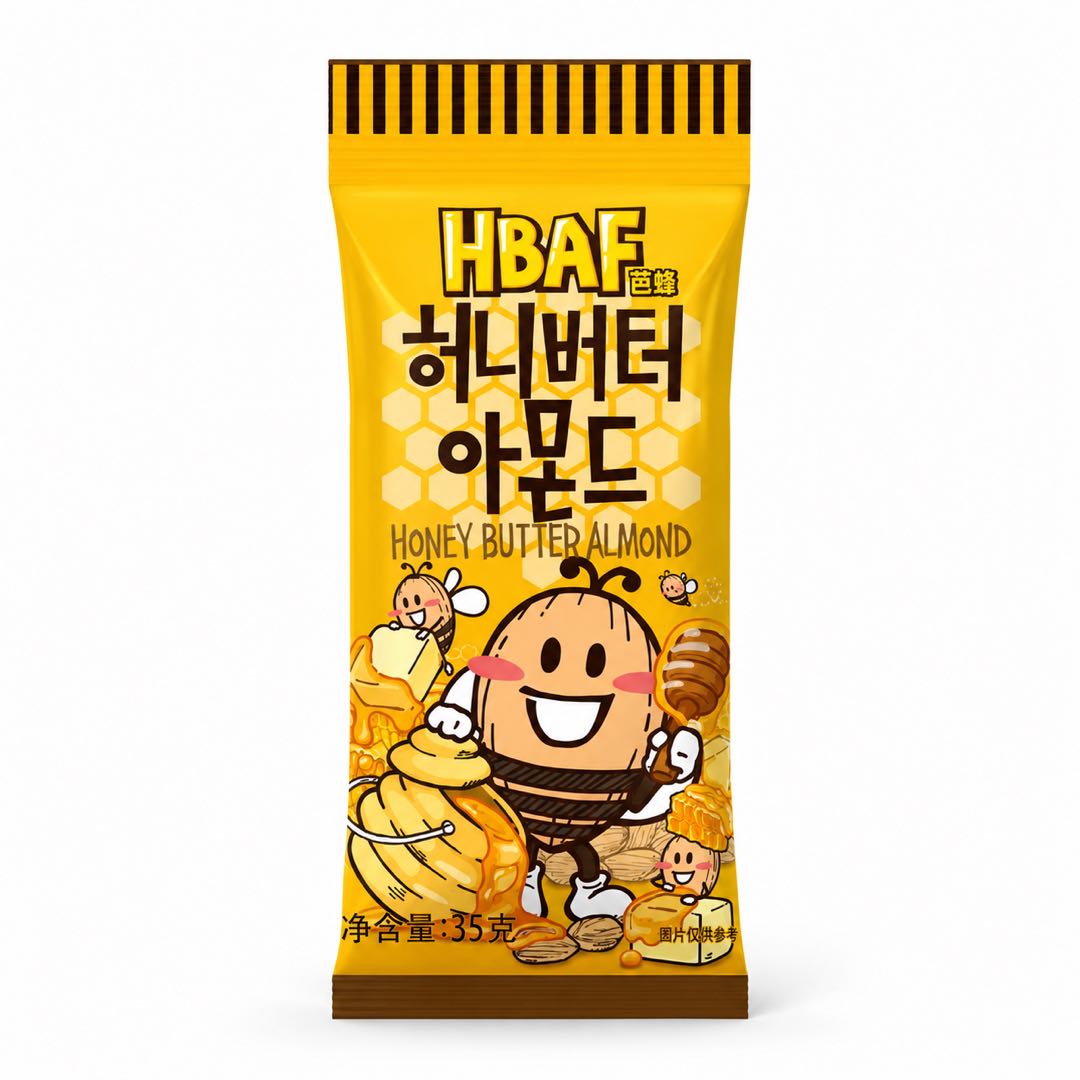 HBAF МИНДАЛЬ МЕДОВО-СЛИВОЧНЫЙ 35г Honey Butter Almonds yellow