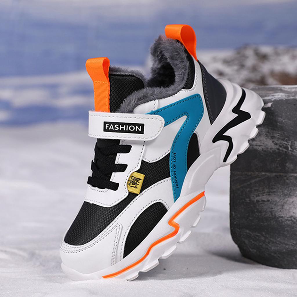 Winter Kids Shoes Sport Boys Casual Shoes High Top Tennis Children's Sneakers Plush Leather Running Sneakers For Girls Size 37