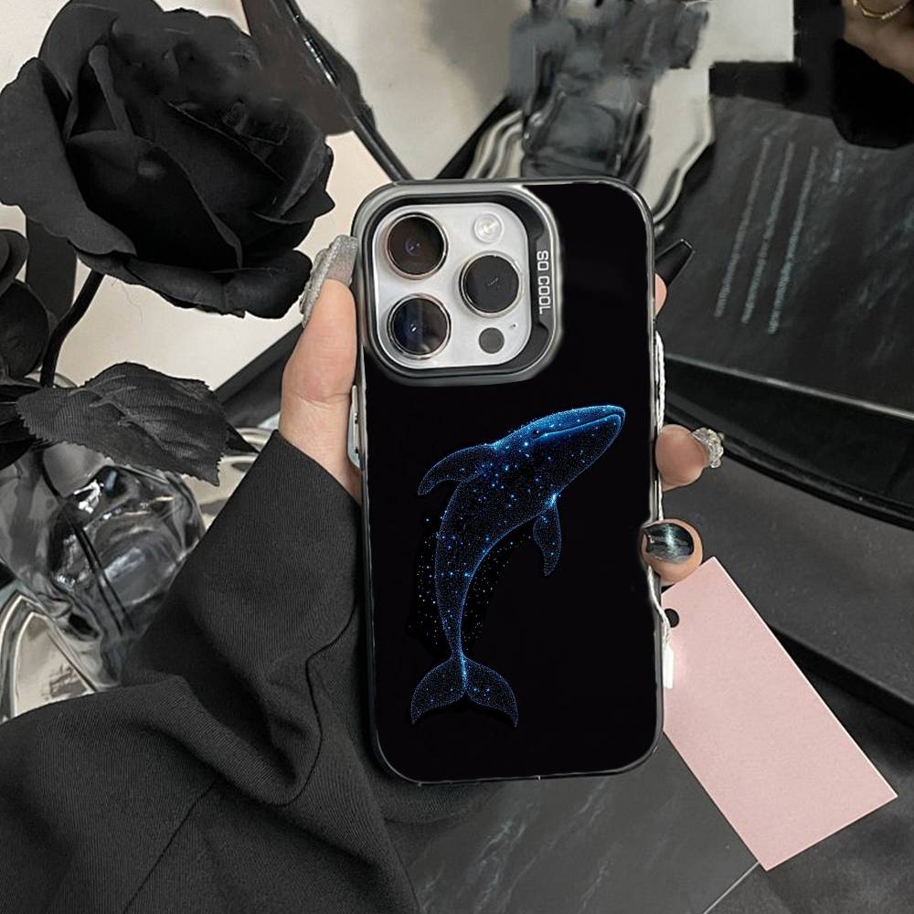 Whale Fall Phone Case For iPhone17, 16,15,14,13,12 Pro Max Black Candy Matte Shockproof Cover