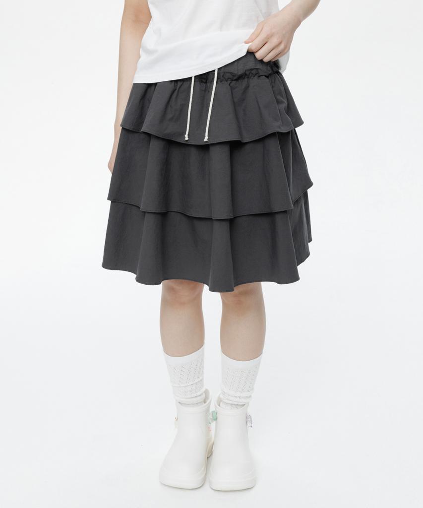 Ohesio Mixed Banding Shirring Skirt, Charcoal