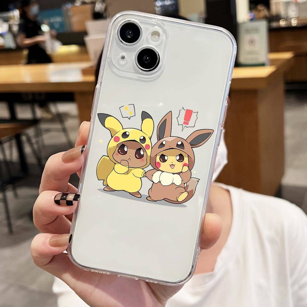 E-53 Pikachu and Eevee Case for Samsung A04S A05 A14 A06 A51 A15 A16 A12 S20 S21 S24 Ultra A55 A54 OPPO Reno 8 5 A22 A23 A25 A35 A34 A52 A11
