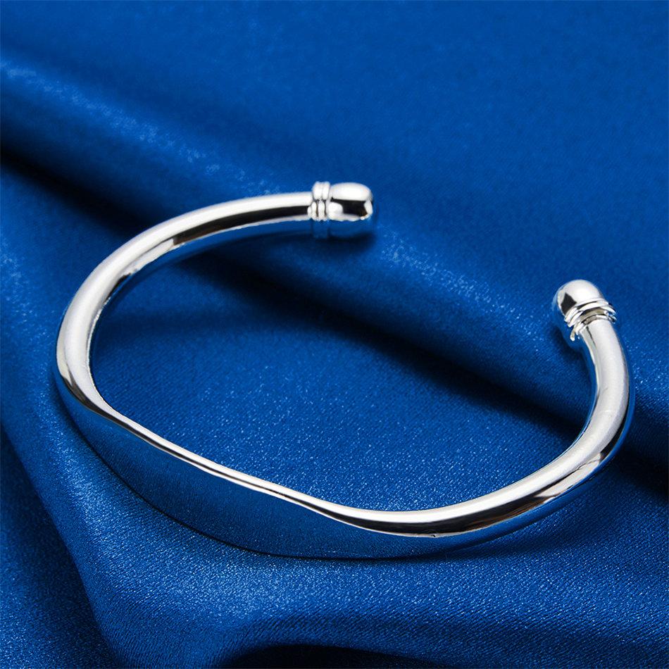 925 sterling silver shiny wide open face bracelet for women, jewelry for weddings, party accessories