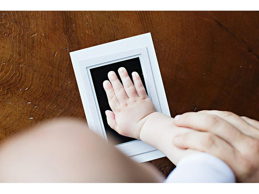 Black & White Baby Handprint & Footprint Frame with Washable, Non-Sticky Ink