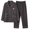 Spring and Autumn Men's Pajamas Homewear Suit Men's Cotton Cardigan Simple Large Size Cotton Can Be Worn Outside Homewear