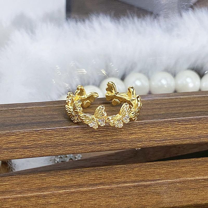 Medieval Butterfly Series Open Ring Niche Light Luxury High Sense Personalized Retro Ring Woman