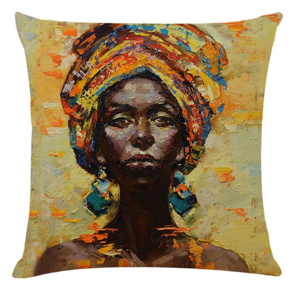 Home Decor Fashion Afro Black Women Girls Sofa Pillowcases Bedroom Living Room Decor Cushion Covers