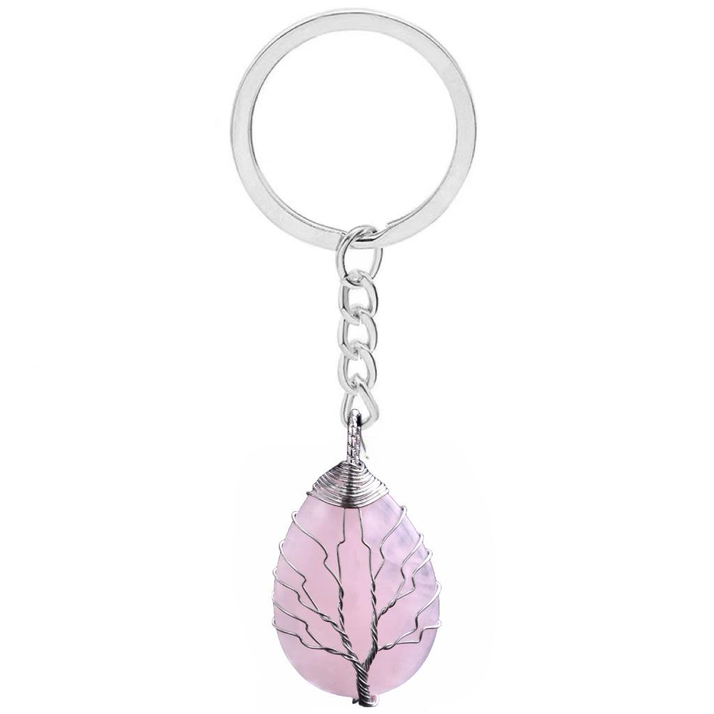 Waterdrop Life Tree Keychain Handmade Wire Wrapped Keychain Personalized Jewelry for Men Couple Family Keychain Pendant