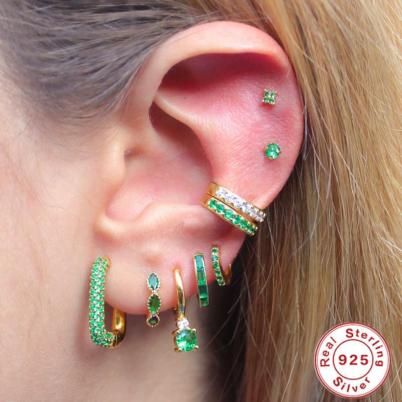 S925 Sterling Silver Square Diamond Earrings Geometric Design Earrings Earrings Earrings Color Earrings