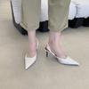 fashion Pointed Toe Women Sandals Black Orange 2024 New Arrivals Party Pumps Thin High Heels Elastic Back Strap Wedding Dress Sandals