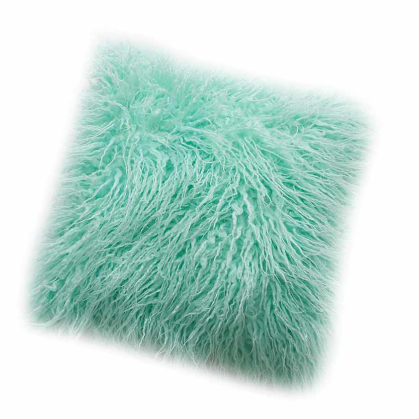 Fluffy Plush Square Waist Throw Pillow Case Sofa Cushion Cover Home Room Decors