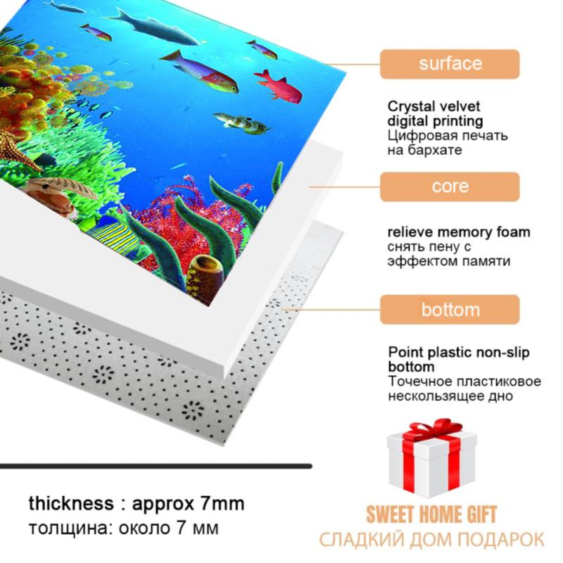 Ocean Corals Living Room Area Rug Fish 3D Carpets Boys Bedroom Play Rugs for Children Room Flannel Kitchen Mat Doormat Entrance
