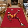 "Soccer Player In Action On Red" Patterned Carpet, Non Slip Mat Suitable for Living Room and Bedroom Sofas