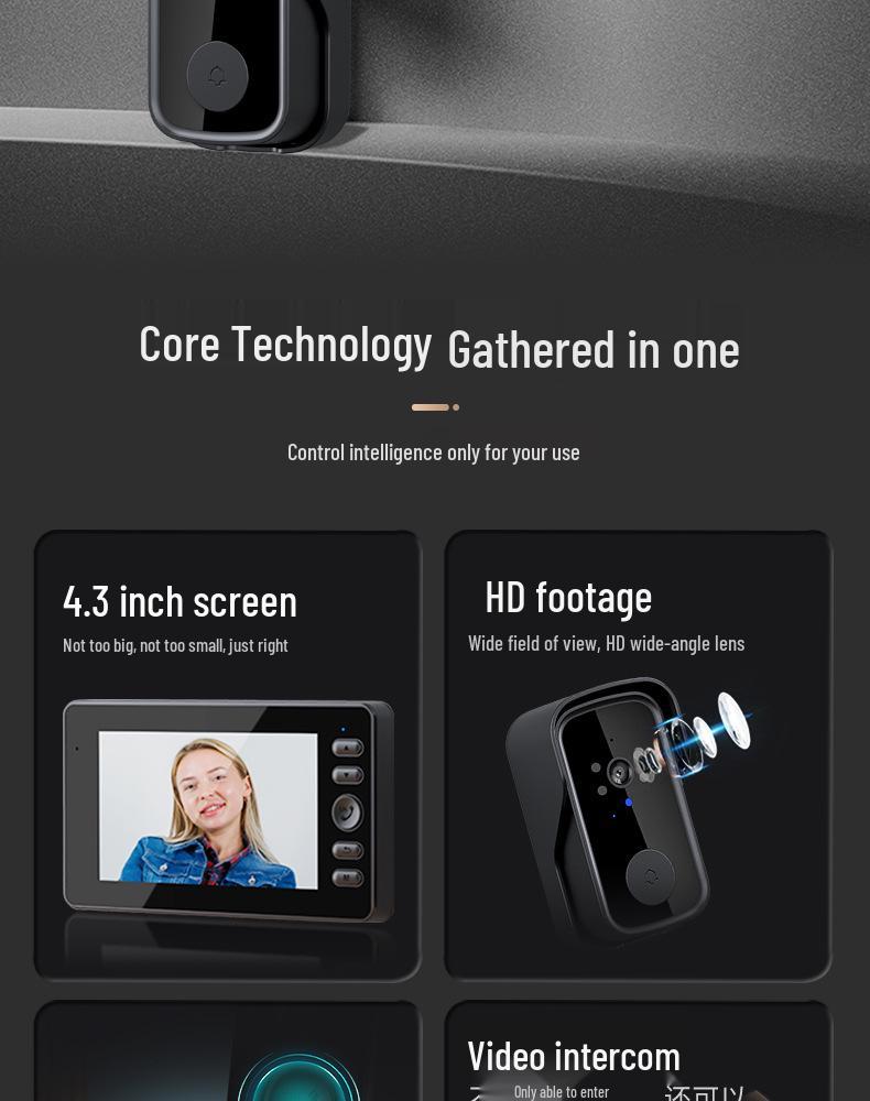New Wireless Smart Doorbell with Video Intercom, Infrared Night Vision, HD Monitoring, and One-Key Wake-up