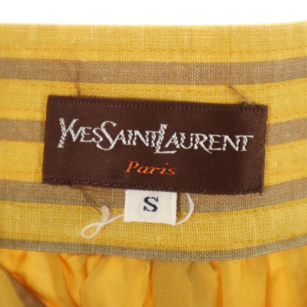 Yves Saint Laurent Fusta midi evazată cu model vechi în dungi, amestec de in, anii '80 '90, pentru femei, folosită