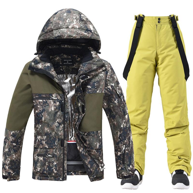 Kadınlar ve Erkekler için Kayak Takımı Kapşonlu Kayak Ceket ve Pantolon Setleri Su Geçirmez Rüzgar Geçirmez Kar Takımı Yalıtımlı Sıcak Kış Kar Mont Kayak Snowboard Takımı