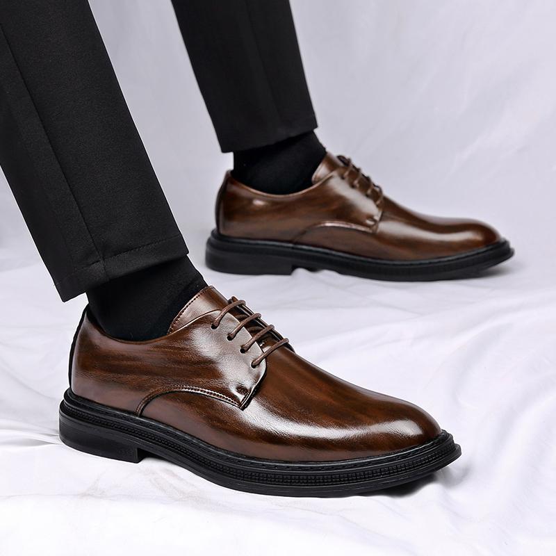 Fashion Spring New Men's High-quality and Comfortable Oxford Shoes British Fashion Men's Lace Up Pointed Business Formal Leather Shoes
