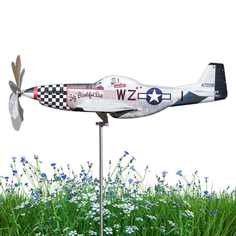 Aircraft Garden Windmill Airplane Wind Spinners Weatherproof Stainless Steel Wind Powered Wind Catcher Garden Art Decorations