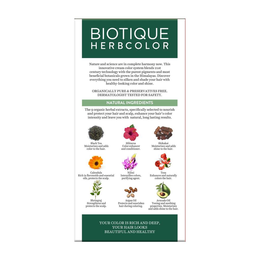 Biotique Ammonia Free Hair Color Darkest Brown 3N 50g + 110ml Organic Herbal Extracts Natural Shine Grey Coverage