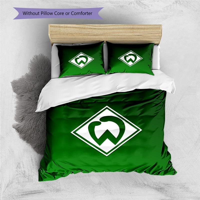 Werder Bremen Green Logo 3Pcs Bedding Set, Duvet Cover with 2 Pillowcases, Football Club Bed Linens, No Comforter No Pillow Core