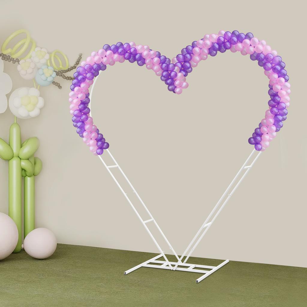 Bymaocar 6.7*6.7FT Heart Shape Arches Backdrop Stand with Base,Love Balloon Column Frame for Proposal,Wedding,Anniversary Party