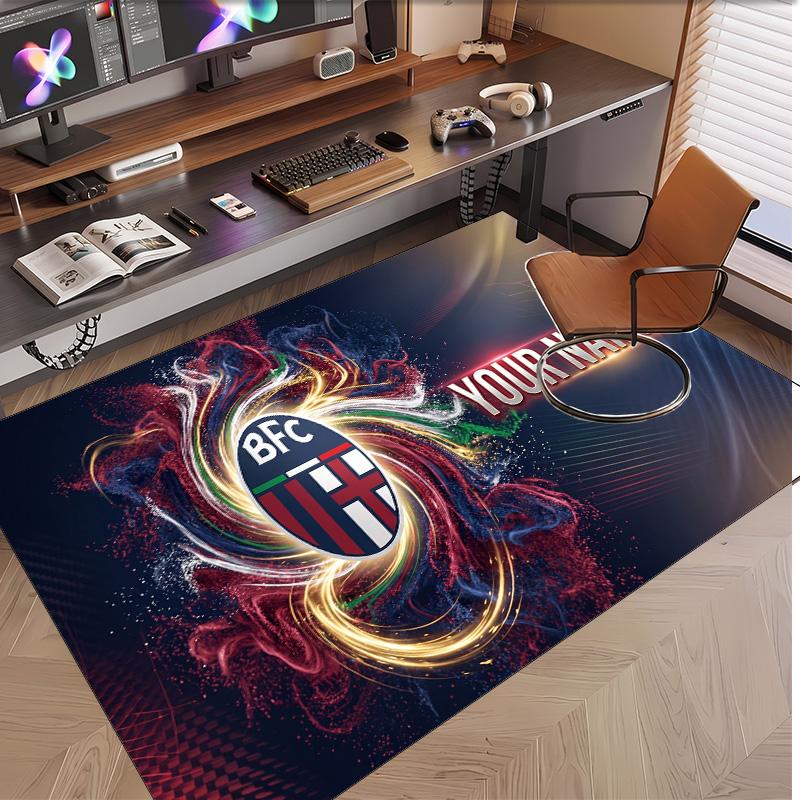 Personalized Crystal Velvet Carpet Bologna FC Pattern Non Slip Floor Rug
