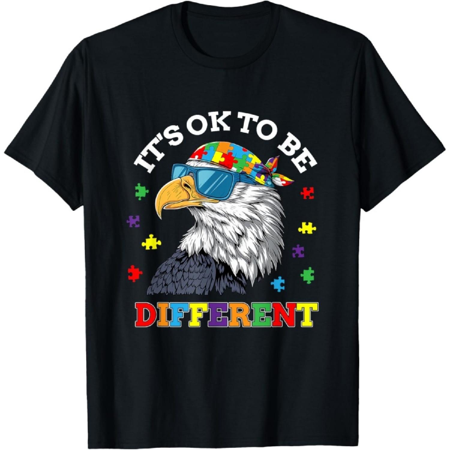 OK to Be Different Autism Awareness Eagle T-Shirt(1) S