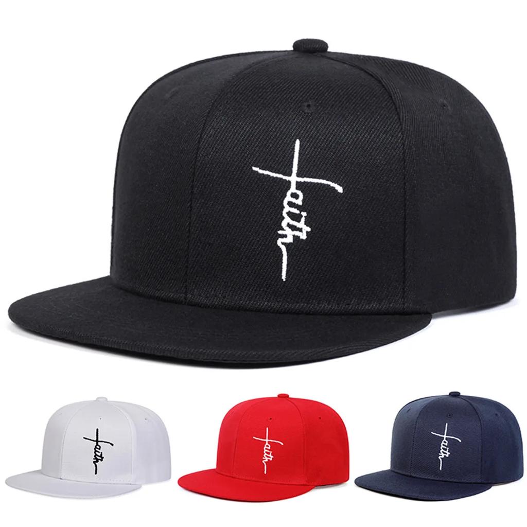 Unisex Faith Letter Cross Embroidery Hip-Hop Hats Spring Autumn Outdoor Adjustable Casual Baseball Caps Sunscreen Hat Sports Cap