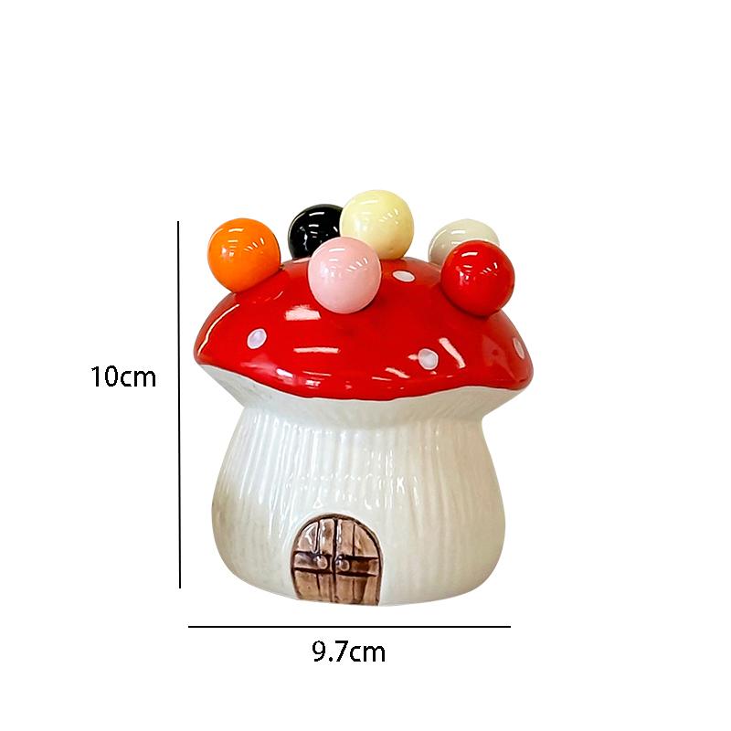 Cute Mushroom Fruit Fork Set Dessert Cake Stainless Steel Small Fork Storage Can Fruit Fork Home Decoration Kitchen Accessories