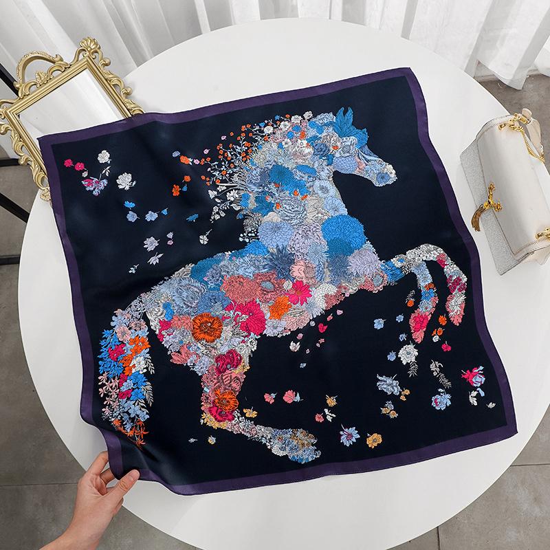 68*68cm 100% Mulberry Silk Scarf Luxury Printed Square Shawl Elegant Lightweight Soft Summer Fashion Accessory Women
