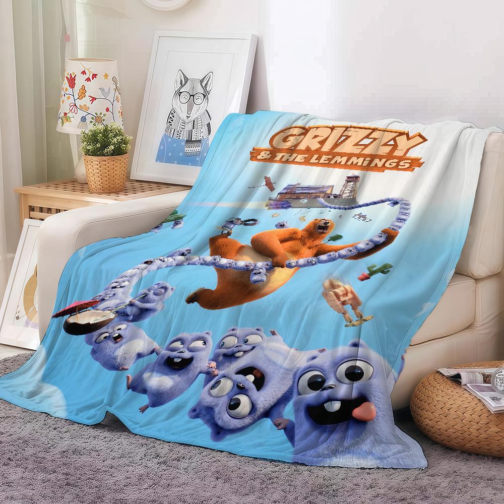 Funny G-Grizzy and The Lemmings Blanket Warm Soft Suitable For Bedroom Sofa Bed Living Room Office Travel Camping Gifts