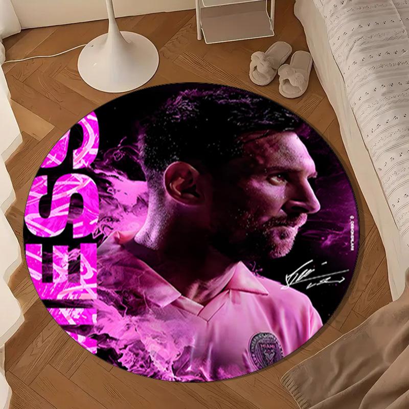 Messi's Pink Round Mat, Anti-slip Circle Carpet Chair Rug For livingroom,Bedroom, Doormat Home Decor Gift Christmas Gifts