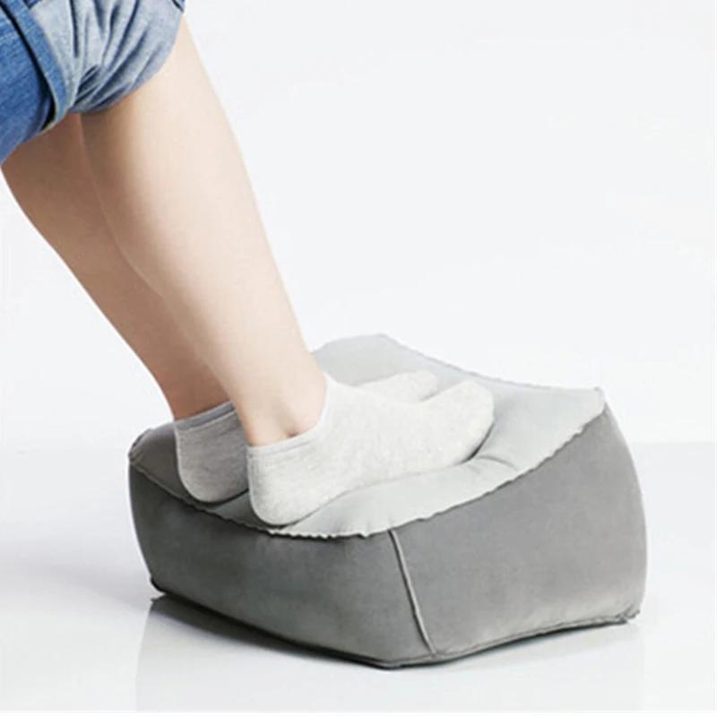 1Pc Gray Inflatable Footrest Pillow Pvc Foot Rest Air Pillow Cushion For Travel Office Home Leg Relaxing Feet Tools Under Desk