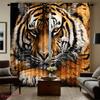 2Pcs Polyester Tiger Themed Patterned Printing Window Curtains Birthday Party Decoration Backdrop Drapes for Living Room