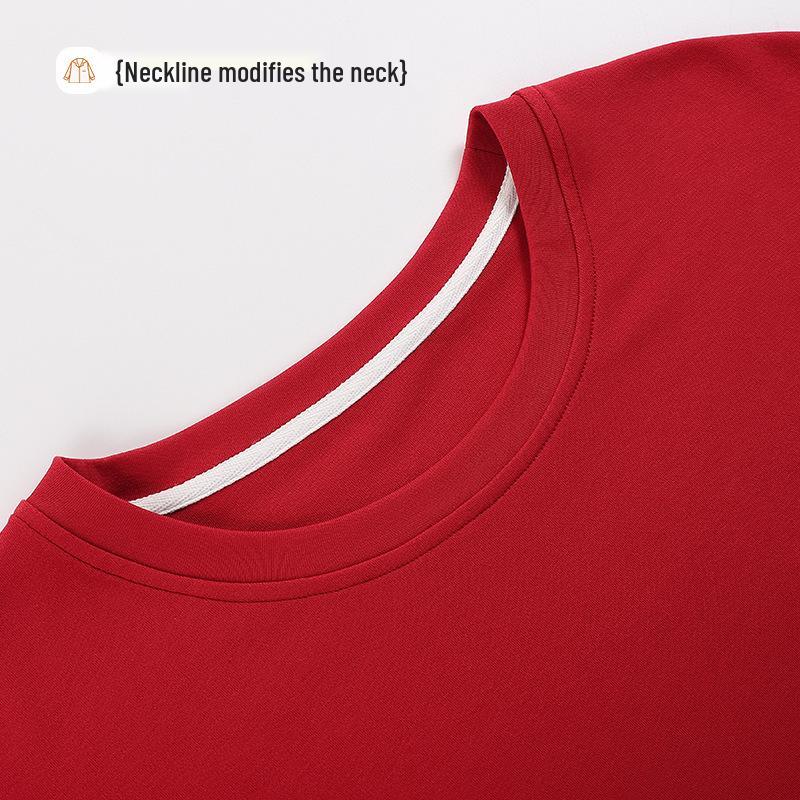 Women's Double-Sided Cotton Pajama Set with Chest Pads - Round Neck, Long Sleeve, Long Pants Pullover Style