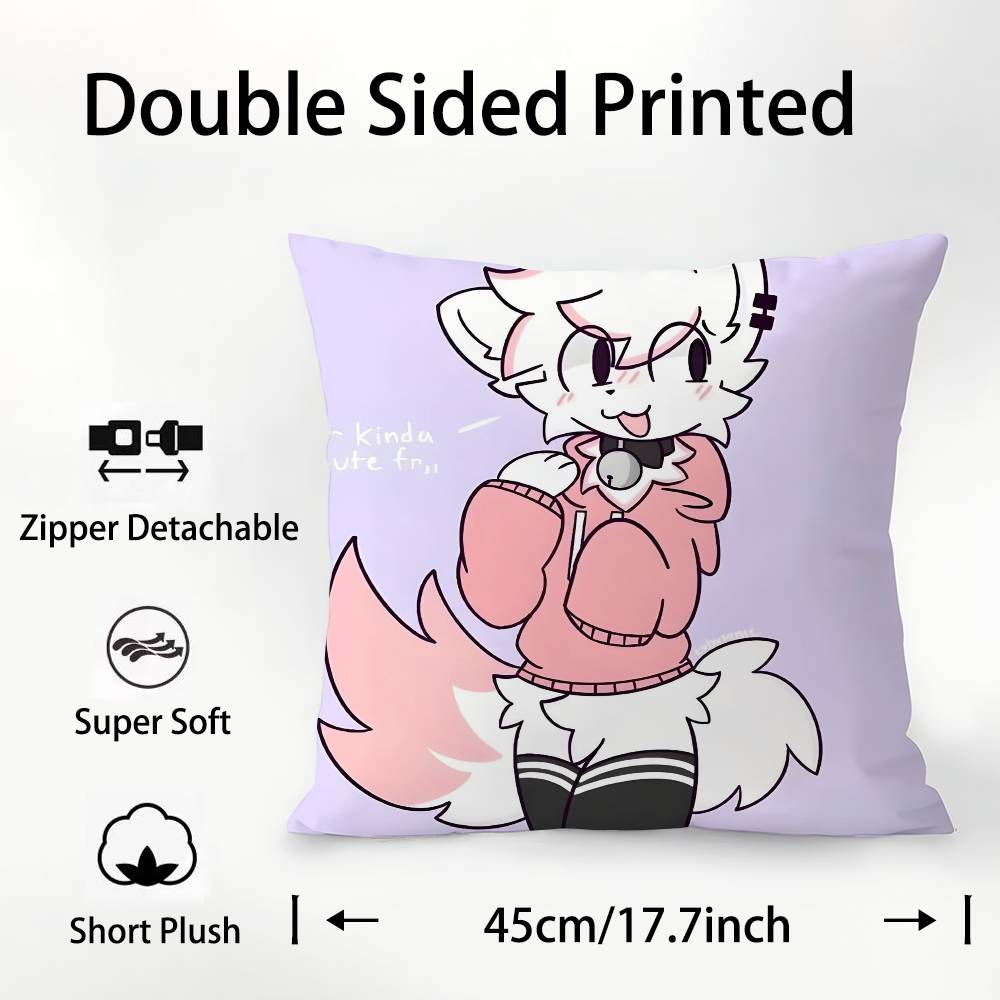 Cartoon B-Boykisser Silly Cat Pillow Case Square Double‑Sided Print Cushion Case For Sofa Home Bedchamber Decor Gift