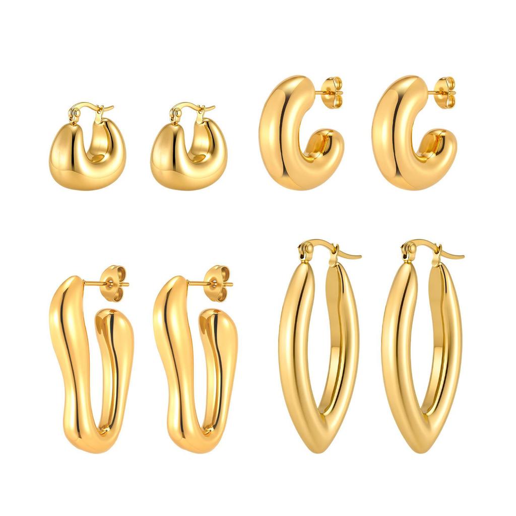 INS Style Irregular Hollow Stainless Steel Hoop Earrings: Lightweight, Layered, Perfect for Daily Wear and Parties.