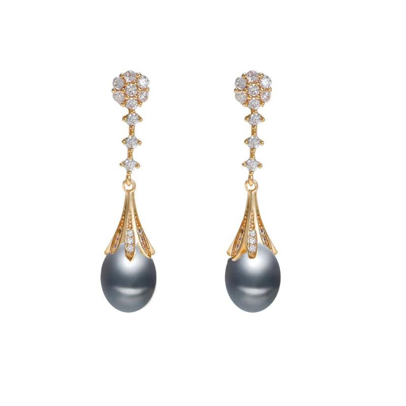 

Real Freshwater Natural Pearl Earrings Woman,Bridal 925 Silver Earring with Pearls White Mother Anniversary Gift Black White