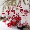 Christmas Red & White Irregular Shaped Ornaments: Balls, Candy Canes, Lollipops for Tree Decoration