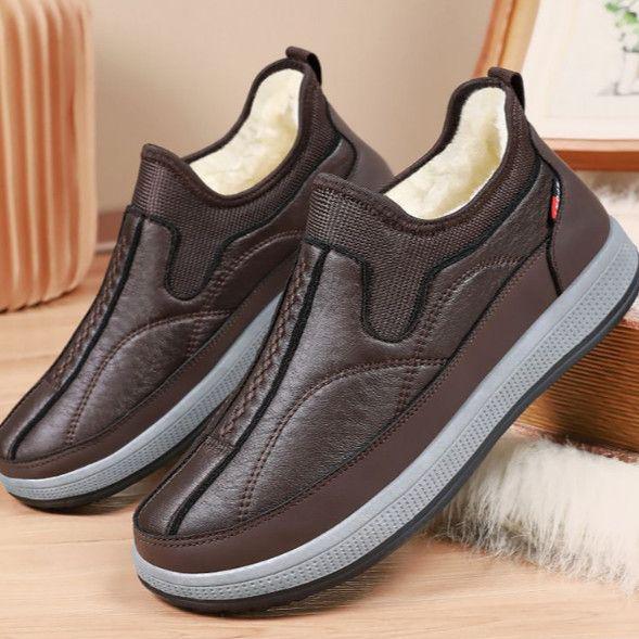 Men's Winter Fleece-Lined Waterproof Slip-On Cotton Boots | Non-Slip and Warm