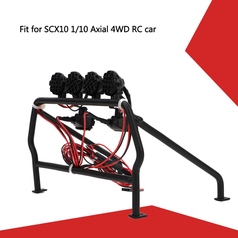 Metal Roll Cage with 6 LED Light Fit for SCX10 1 10 Axial 4WD RC Car