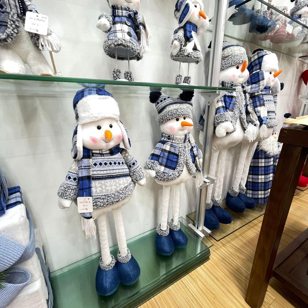 Blue Fabric Snowman Doll - Christmas Tree Ornaments and Scene Decorations