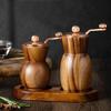 Salt and Pepper Grinder Hand-Cranked Wooden Kitchen Gadgets Salt Grinder Pepper Shaker Set for Seasoning Bean Chili Cumin