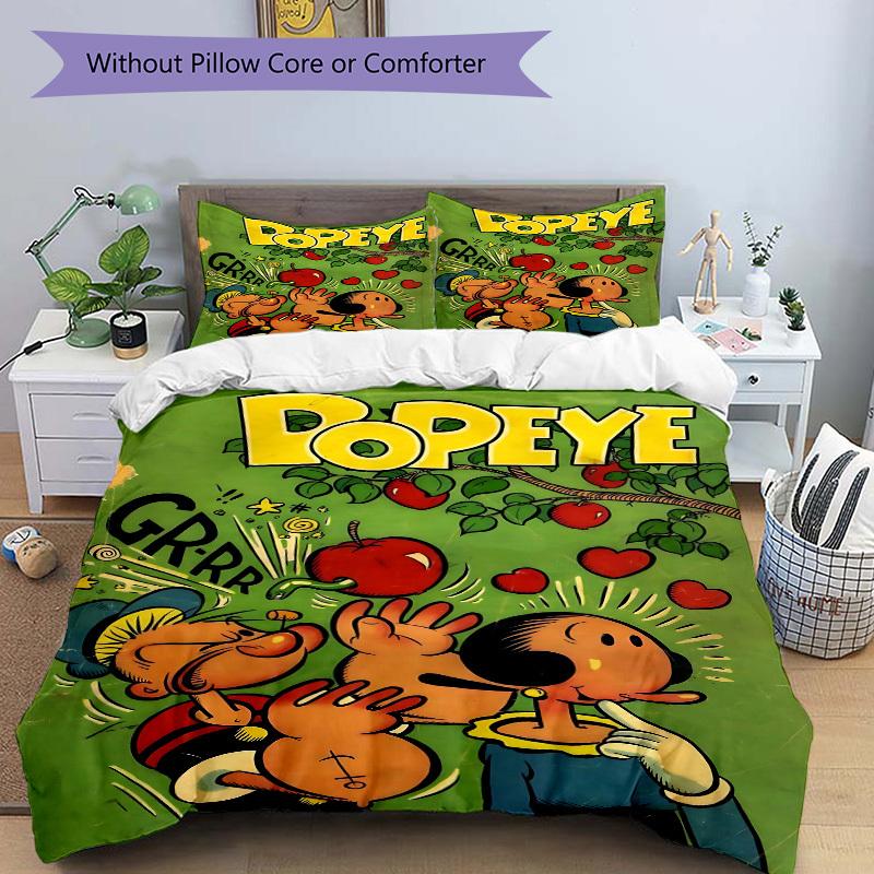 3pcs Popeye Cover Set, 1 Cover + 2 Pillowcases (No Insert), Bedding for All Seasons, Bedding,Bedroom Decor yy250922039