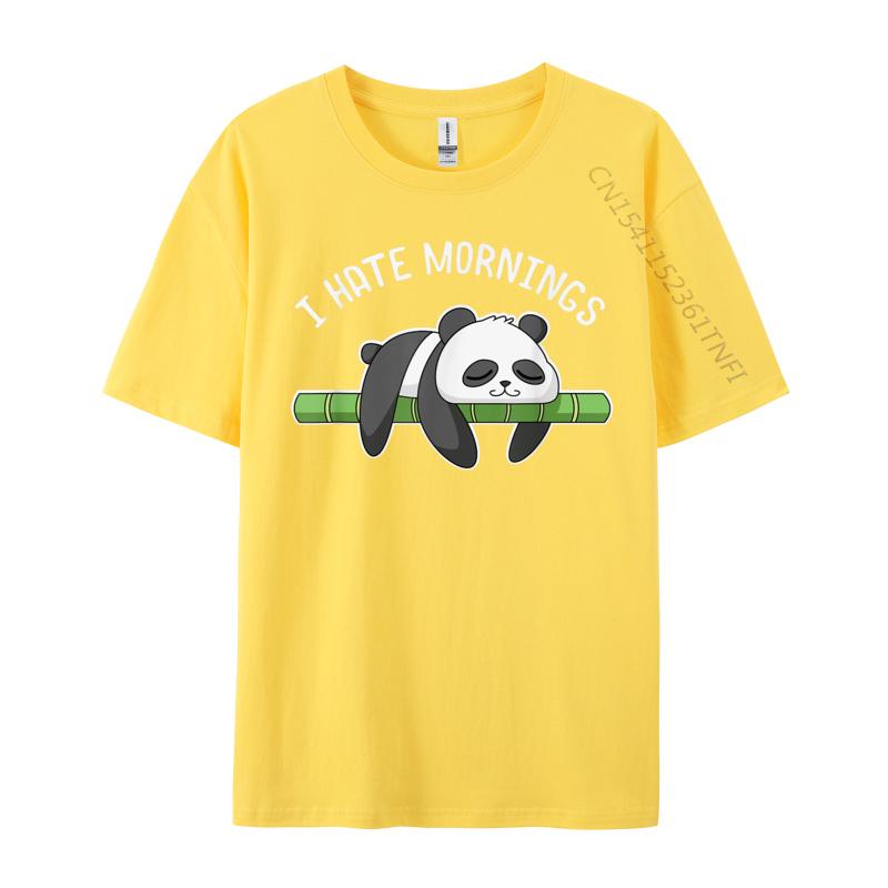 Lazy Panda Gifts I Hate Mornings Summer Hip Hop Tops Tees For Unisex Hip Hop Camisa Premium Cotton T Shirts Top Tshirts