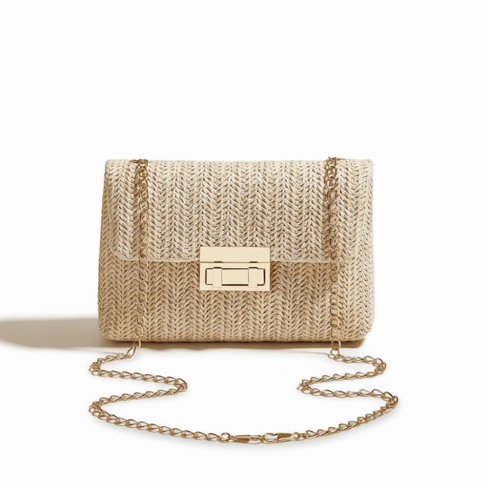 

Fashion Versatile Straw Bag Casual Bohemian Style Crossbody Bag Small Size Messenger Bag for Women бежевый