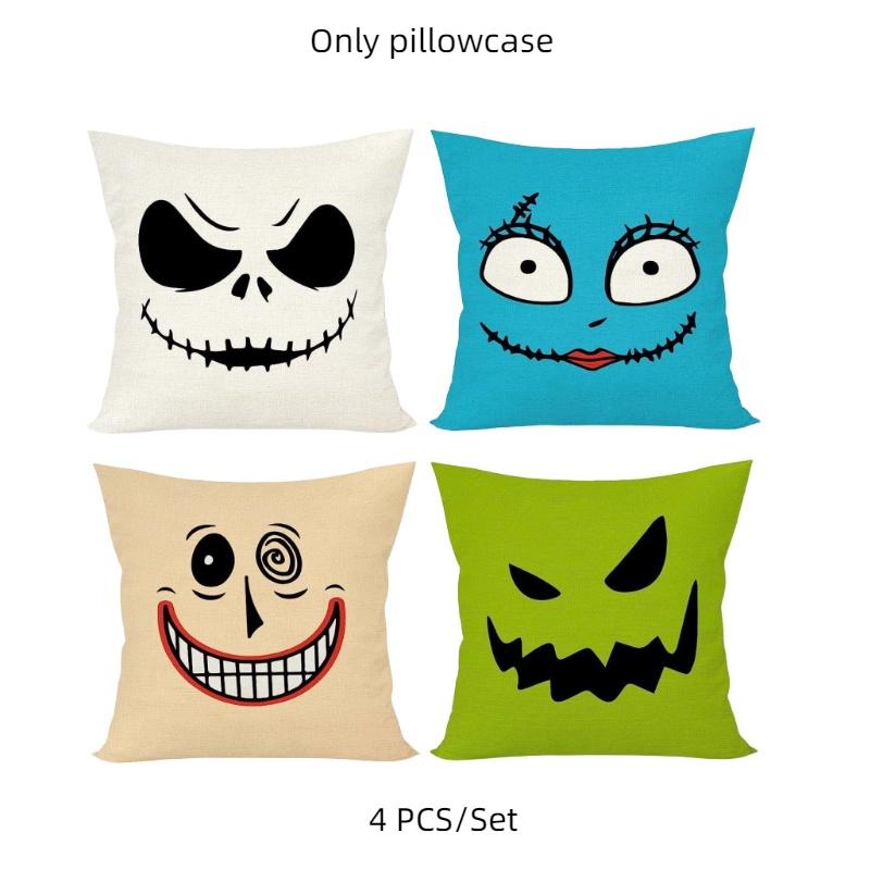 

Temu Halloween Linen Pillowcase Cute Ghost Face Cartoon Home Cushion Cover